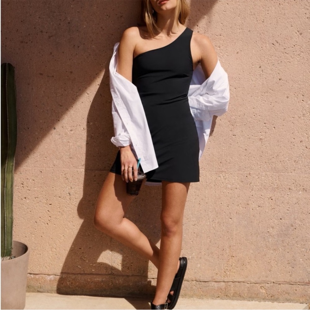 Abercrombie & Fitch One-Shoulder Black Mini Dress
